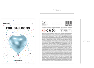 Folienballon - Herz Hellblau - ø 45cm